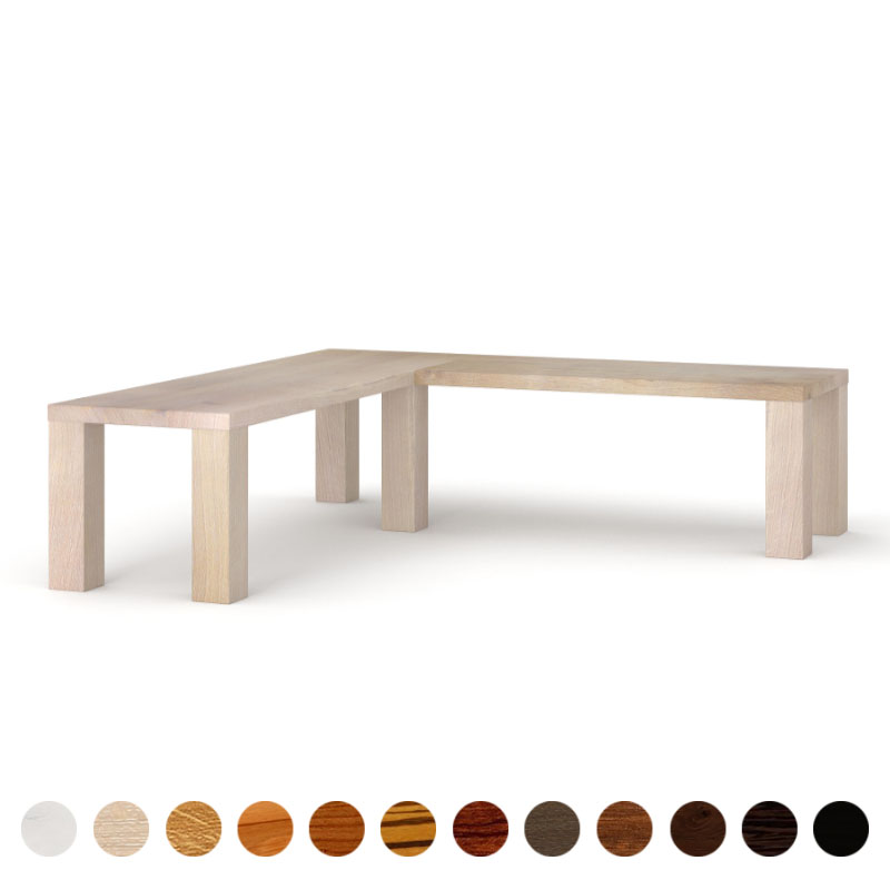 Eck Holzbank Eiche gekalkt für edlen Esstisch exklusive und robuste Handwerksarbeit nach Maß mit einzigartiger heller Optik von groß bis klein