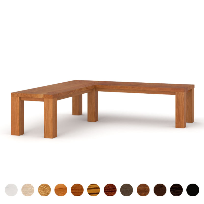 Eck Sitzbank Maßarbeit aus Holz Kirsche amerikanisch auch als Schreibtisch mit Wiedererkennungswert ökologisch produziert und sicher geliefert