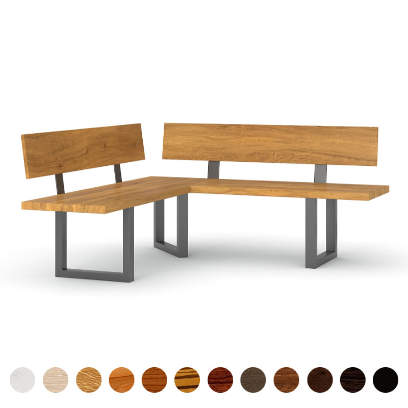 Design-Eckbank Ulm – Maßgefertigte Esszimmerbank aus Eiche & Metall mit Polsterkomfort
