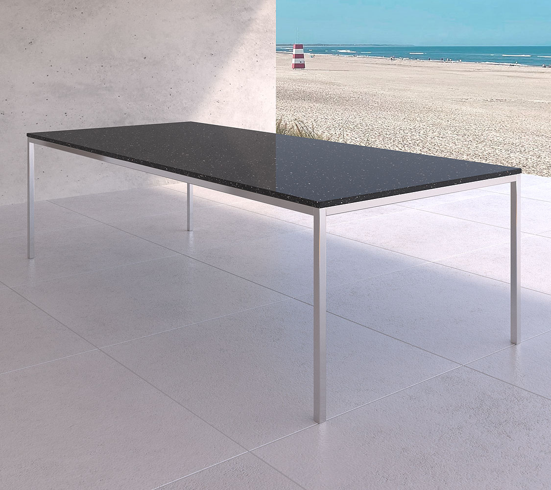 Gartentisch Star Galaxy nach Maß ist poliert oder gebürstet lieferbar und für jeden Outdoorbereich die Maßanfertigung aus Stein von ricon