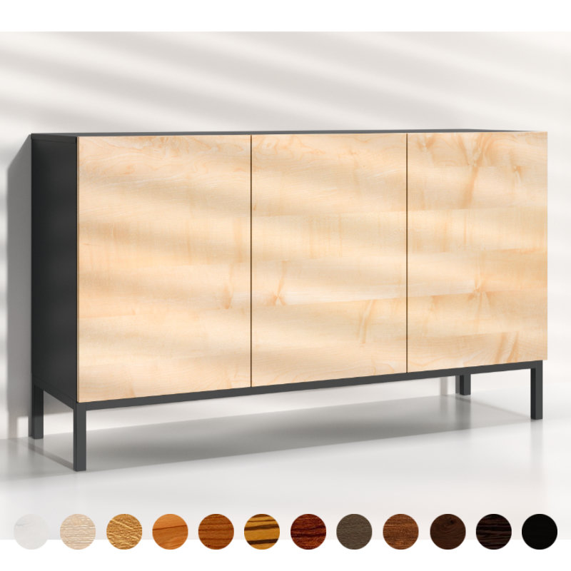 modernes Sideboard aus Ahorn nach Mass Massivholz mit Metallgestell und Holzfront luxus Schrank auch als exklusives Board