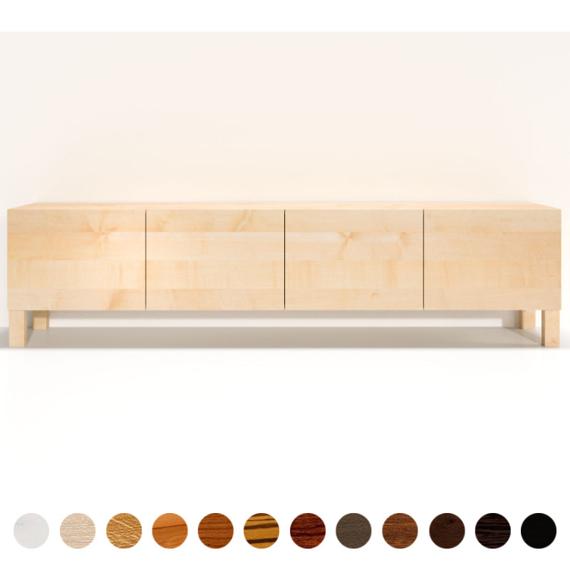 modernes Lowboard aus Ahorn nach Mass Massivholz mit Metallgestell und Holzfront luxus Schrank auch als exklusives Board