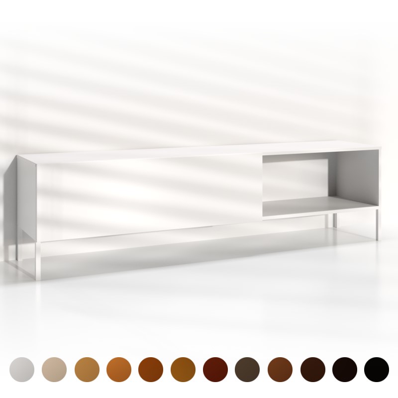 XXL Lowboard in weiß Handwerksarbeit aus durchgehend breiten Bohlen mit wunderschöner Maserung, französischer Nussbaum nach Mass