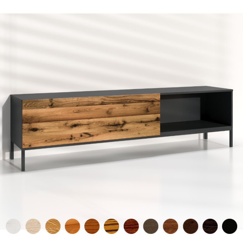 Altholz Massivholz Lowboard Eiche aus ca. 300 Jahre alten Balken hergestellt Echtholz im Konfigurator bestellen kombiniert Designer TV Board