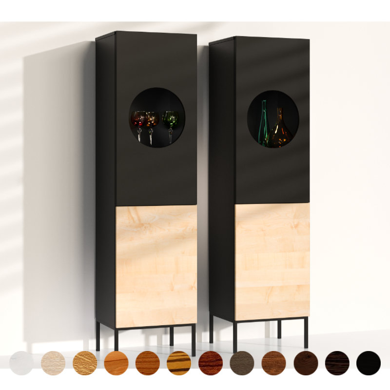 modernes Highboard aus Ahorn nach Mass Massivholz mit Metallgestell und Holzfront luxus Schrank auch als exklusives Board