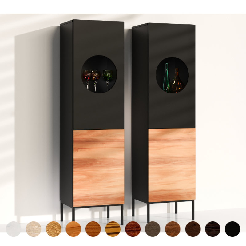 Premium Highboard als schicker Trendsetter aus Elsbeere Hartholz luxus Tisch sowie Bänke und Stühle im Onlineshop ricon Konfigurator kaufen