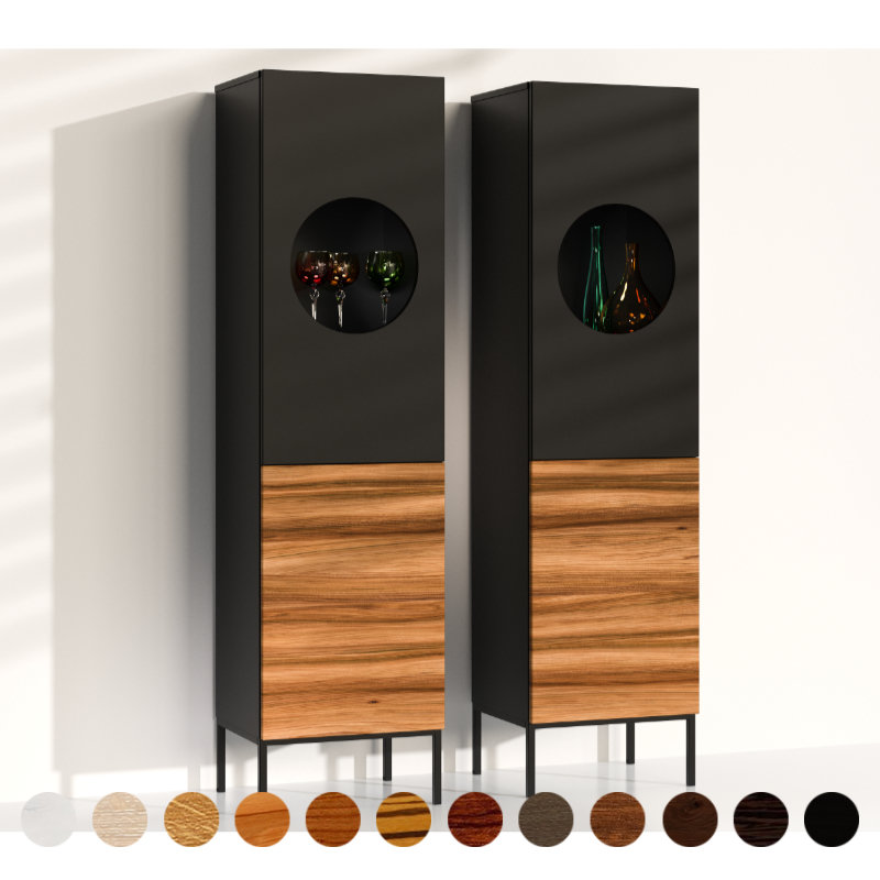 Highboard nach Maß Ulme bzw Rüster massiv als Geheimtipp mit hochwertigem Designer Untergestell von Ricon konfigurieren