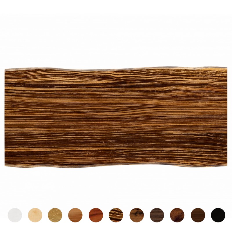 Tischplatte Zebrano nach Maß aus Massivholz Baumkante