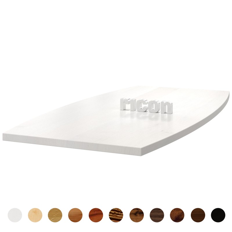 Tischplatte Eiche weiß nach Maß aus Massivholz Bootsform