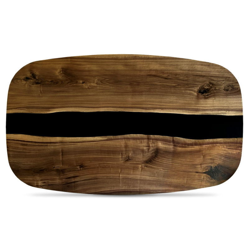 Tischplatte Nussbaum Holz Epoxid Unikat eckig oder oval