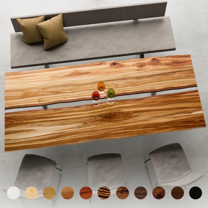 Tischplatte Satinnuss Stamm Epoxid Unikat Baumscheibe