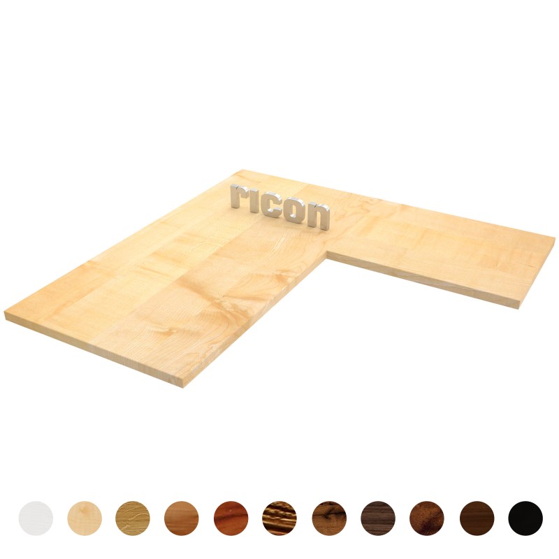 Tischplatte Ahorn nach Maß aus Massivholz L-Form