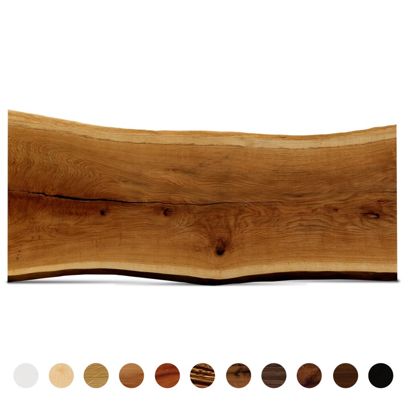 Baumscheibenplatte Eiche geräuchert Monoblock Stamm Unikat Baumscheibe 295 cm x 125 bis 115 cm x 5 cm geräuchert