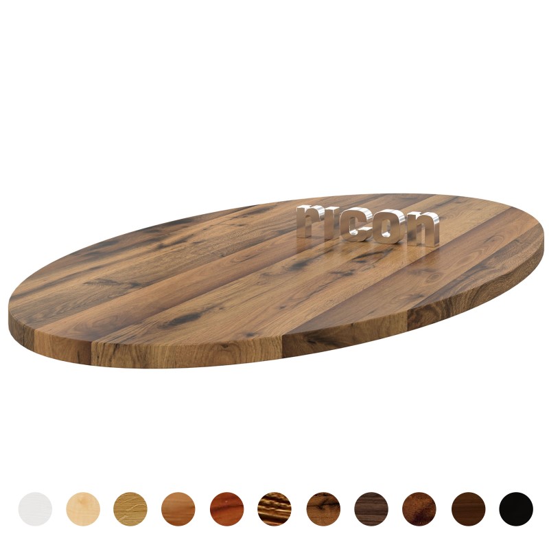 Tischplatte Eiche Altholz nach Maß aus Massivholz Oval