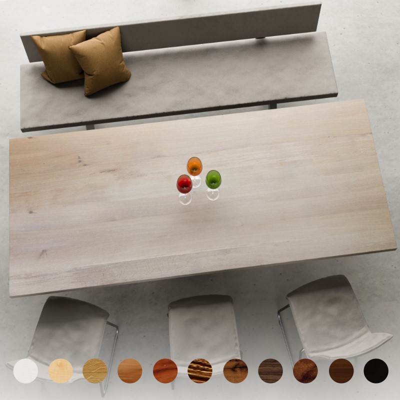 Tischplatte Eiche gekälkt nach Maß aus Massivholz rechteckig