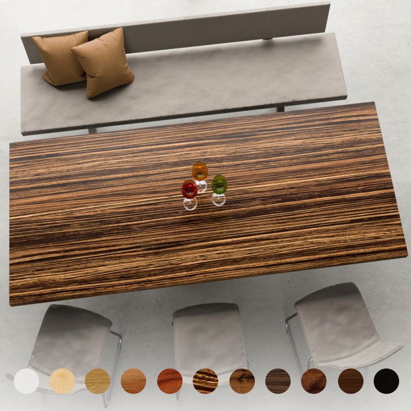 Tischplatte Zebrano nach Maß aus Massivholz rechteckig